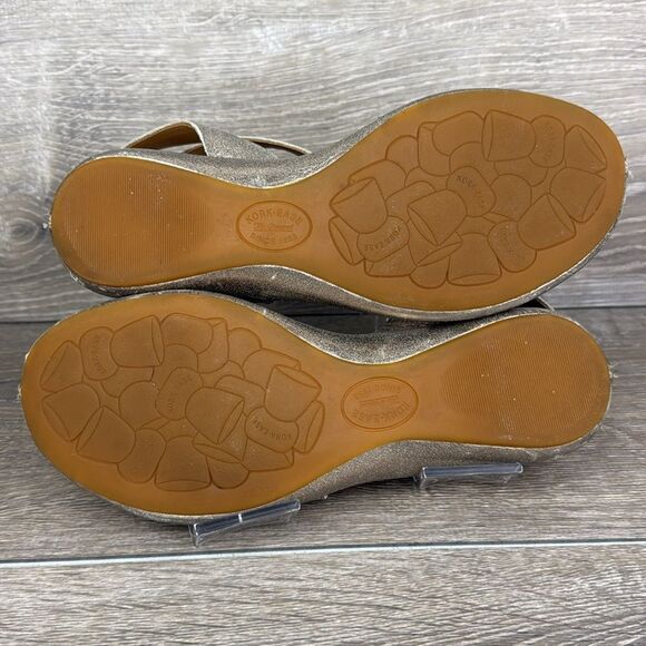 Korks by Kork Ease Erigon Gold Leather Women’s Sz 8M Slingback Buckle Sandals - Picture 8 of 12